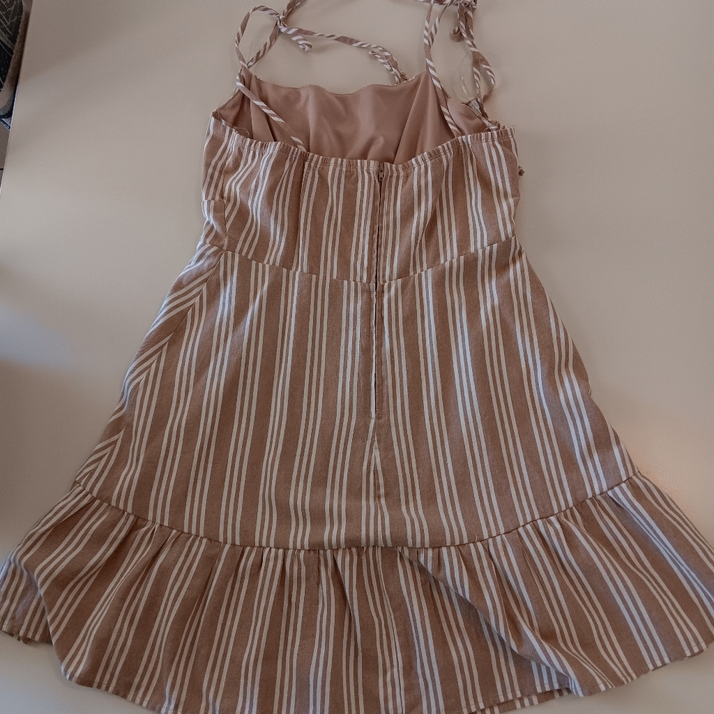 Brown-cream striped summer dress - size XL, fits more like a large.